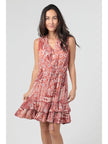 V Neck Button Front Ruffle Tank Dress
