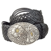 Hand Braided Leather Belt W Western Sunflower Buckle
