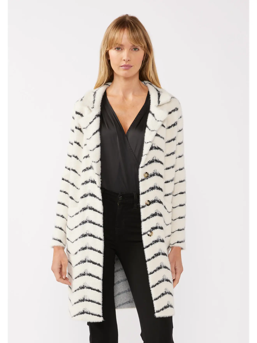 LS Chevron Jacquard Coatigan with Buttons