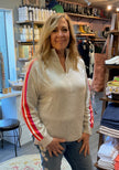 Women's 1/2 Zip Striped Arm Sweater