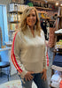 Women's 1/2 Zip Striped Arm Sweater