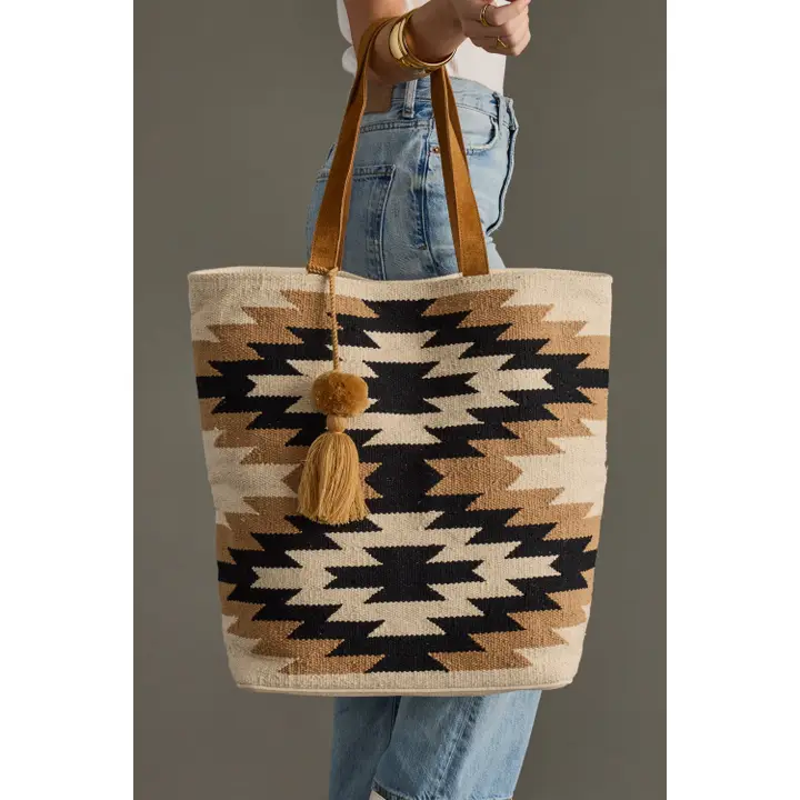 Cream, Black, & Tan Western Tote