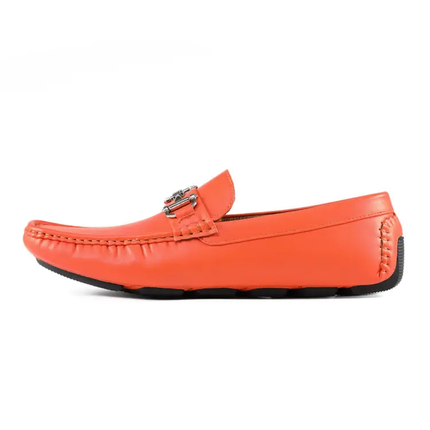 Trentino Faux Leather Men's Driver Shoe | Orange side