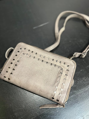 Grant Studded Zip All Around Wallet grey