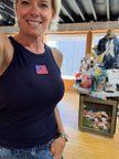 Round Neck Sleeveless USA Beads Ribbed Tank