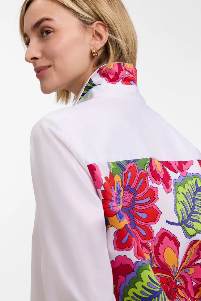Meghan 3/4 Para Blms Mix Shirt, white multi-detail