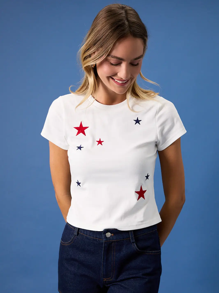 SS Star Embroidered Baby Tee