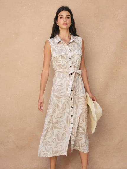 Driftwood Dreams Sleeveless Shirt Dress front