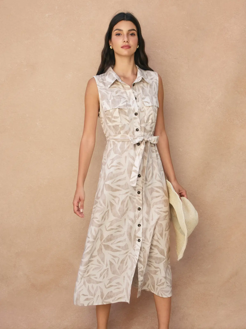 Driftwood Dreams Sleeveless Shirt Dress front