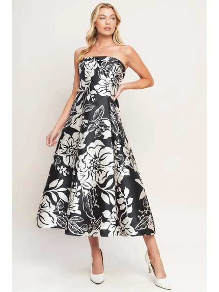 A Printed Woven Midi Dress