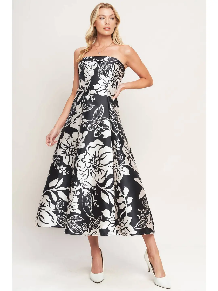 A Printed Woven Midi Dress