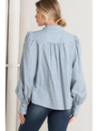 Clara Striped Woven Top, blue/white-back