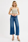 Mid Rise Crop Wide Leg W Patch Pocket Jean