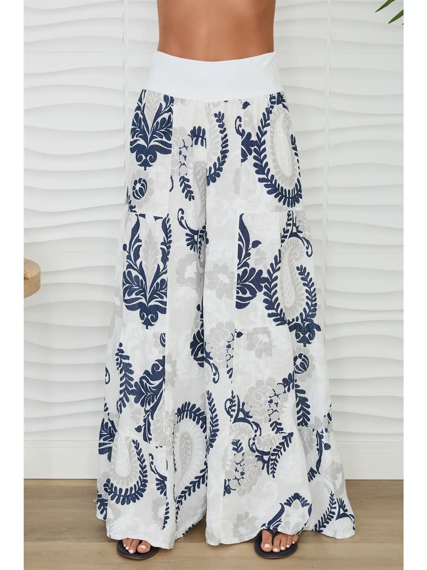 Paisley Print Tiered Palazzo Pant