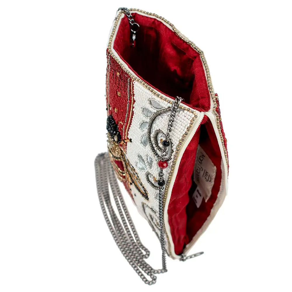 Royal Bee Beaded Bee votif ivin Crossbody Handbag side/open