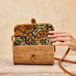 Ata Vine Rattan Straw Small Crossbody Bag-inside lining detail