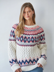 Knit Sweater Round Neck Long Sleeve Printed Pullover