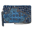 ork It Denim Blue Beaded Embellished Crossbody Clutch