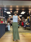Tiered Ruffled Maxi Skirt-Lt Olive