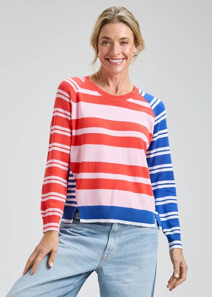 Izzy Contrast Stripe Crew Pullover