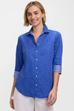 The Margie 3/4 Sleeve Shirt blue white front