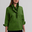 Edith Stretch Matte Sateen 3/4 Sleeve Shirt, moss-front