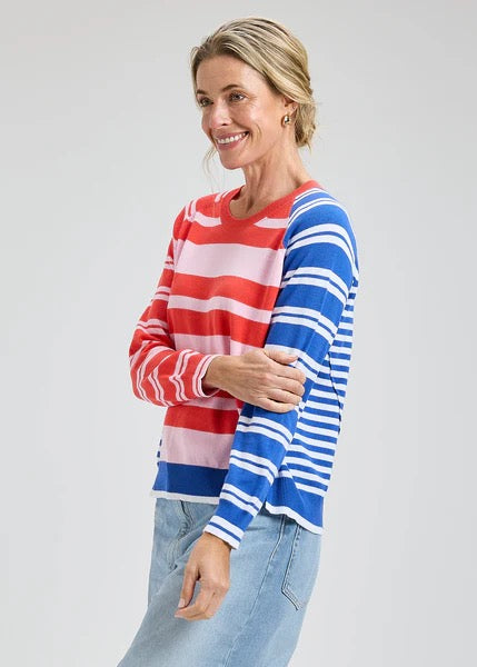 Izzy Contrast Stripe Crew Pullover