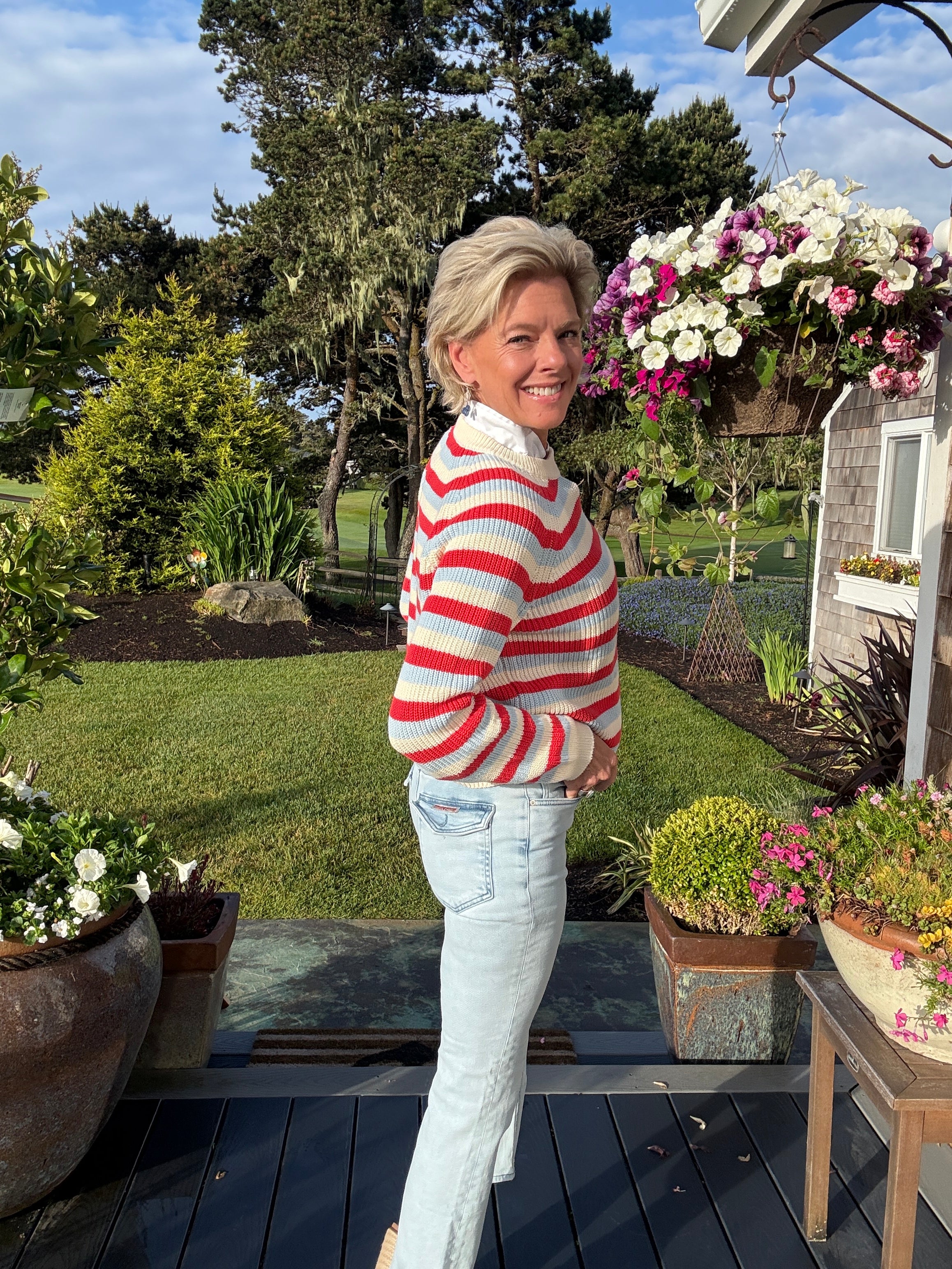 Alexa Pullover, red, white & blue stripes-side