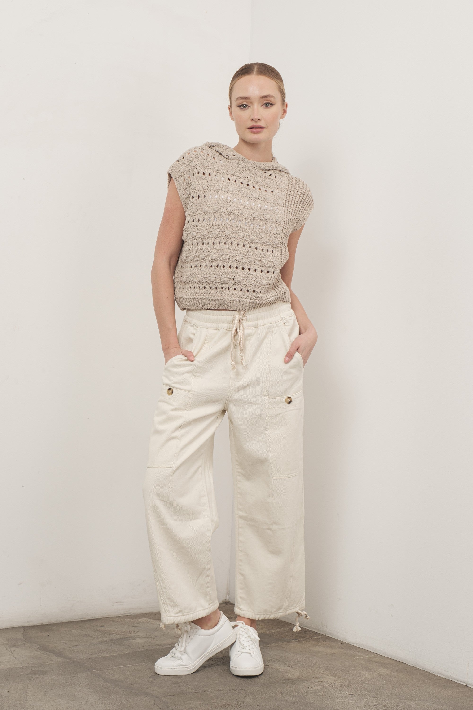 Lily Cargo Button Pants | front model