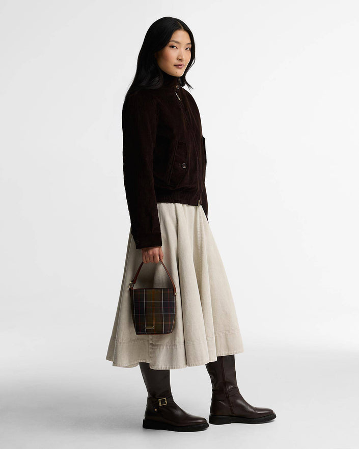 Cedar Mini Tartan Bucket Bag-human scale