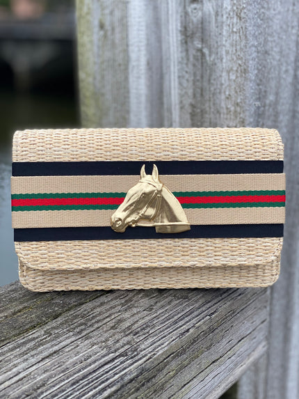 Straw ruby black/sand layer horse head front