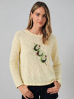 Round Neck LS Olive Graphic Sweater