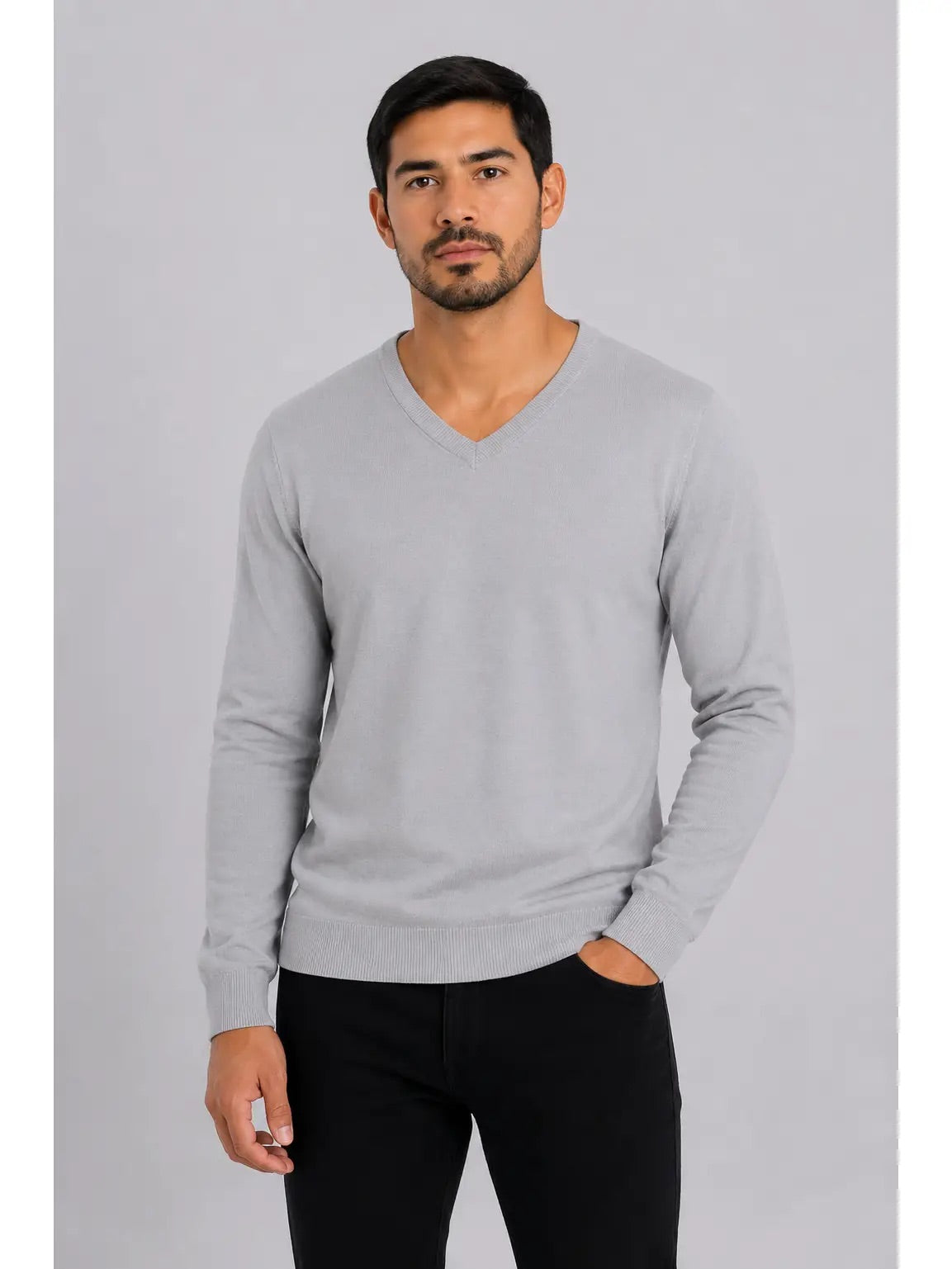 SOLID V-NECK SWEATER