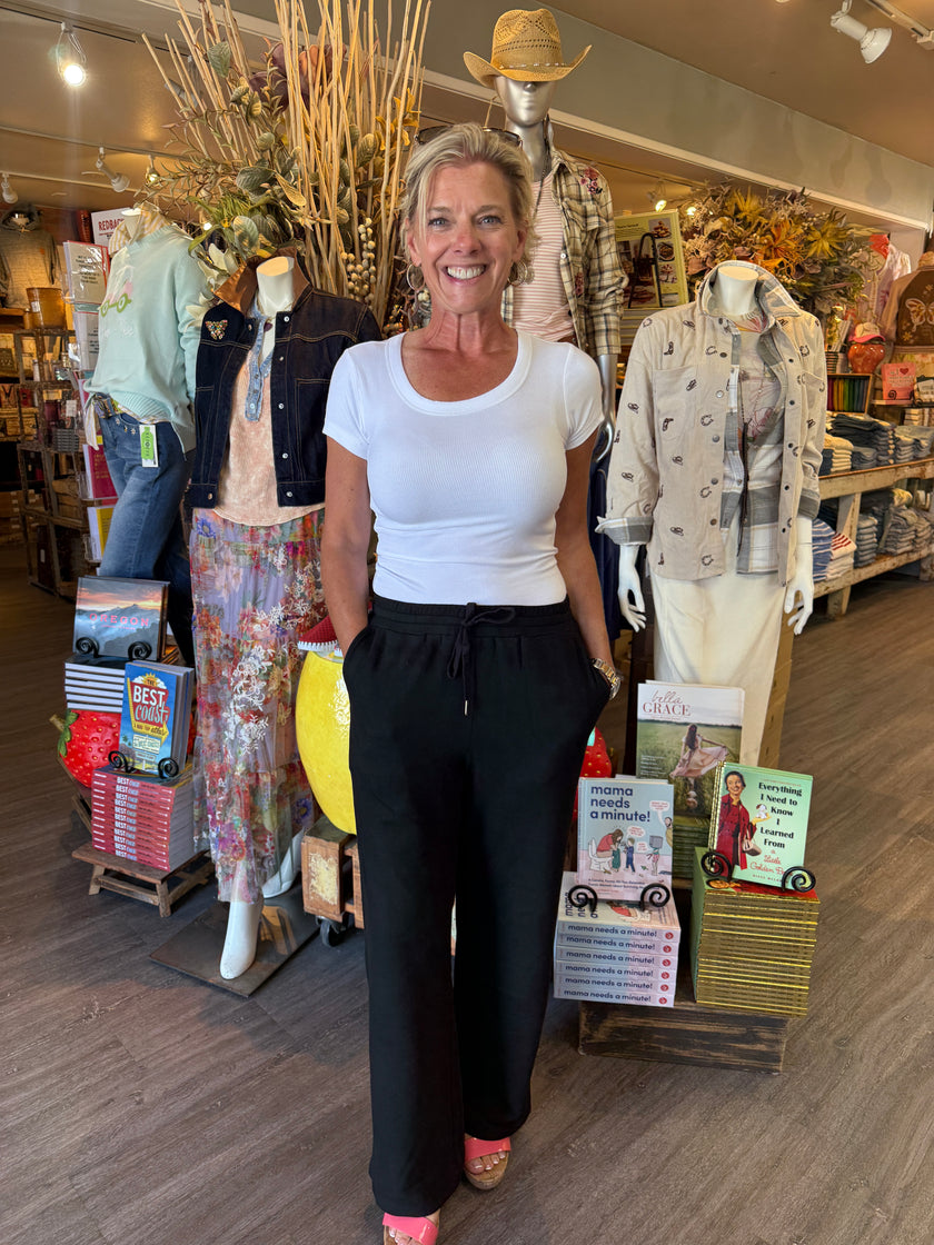 Brushed Jersey Long Lounge Pants black front