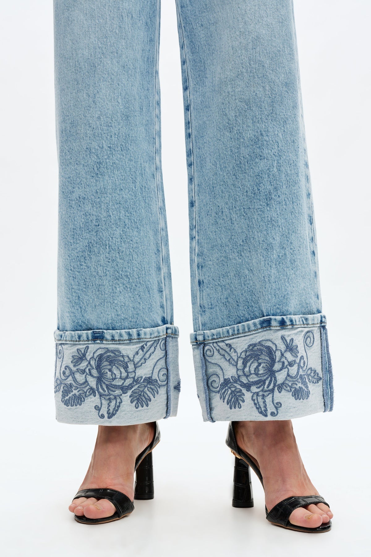 Flora High Rise Wide Leg-cuff detail
