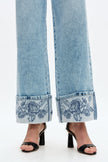Flora High Rise Wide Leg-cuff detail