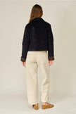 Cord Pocket Jacket with Plaid Cuffs midnight back