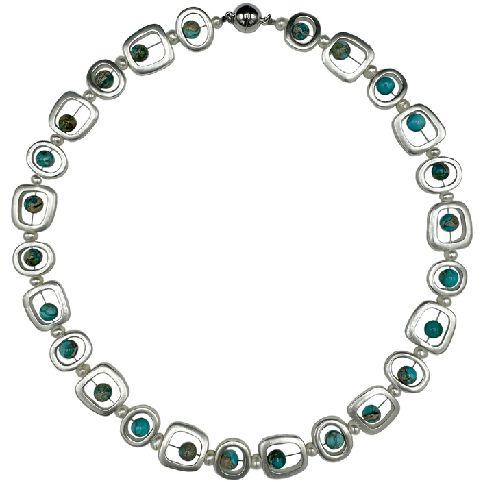 129-TURQ-SHORT| Mod Necklace Turquoise Short 18