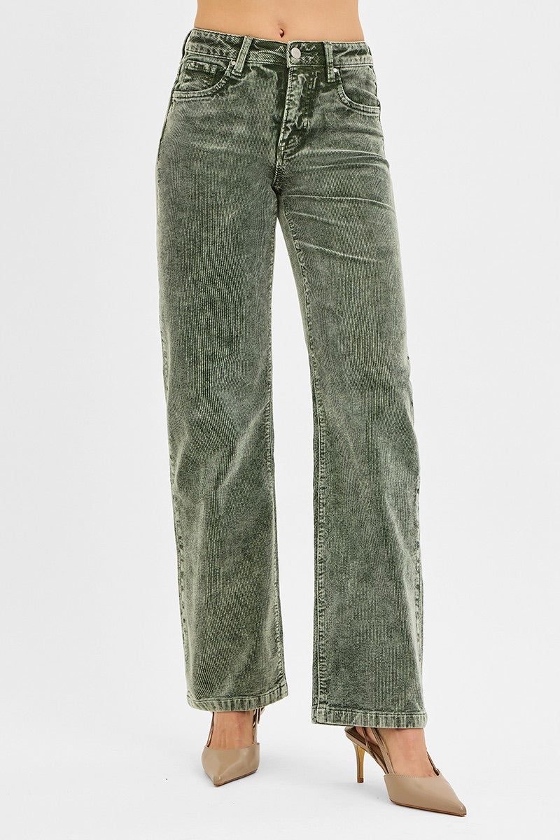 Mid Rise Straight Leg Corduroy Pants - TC