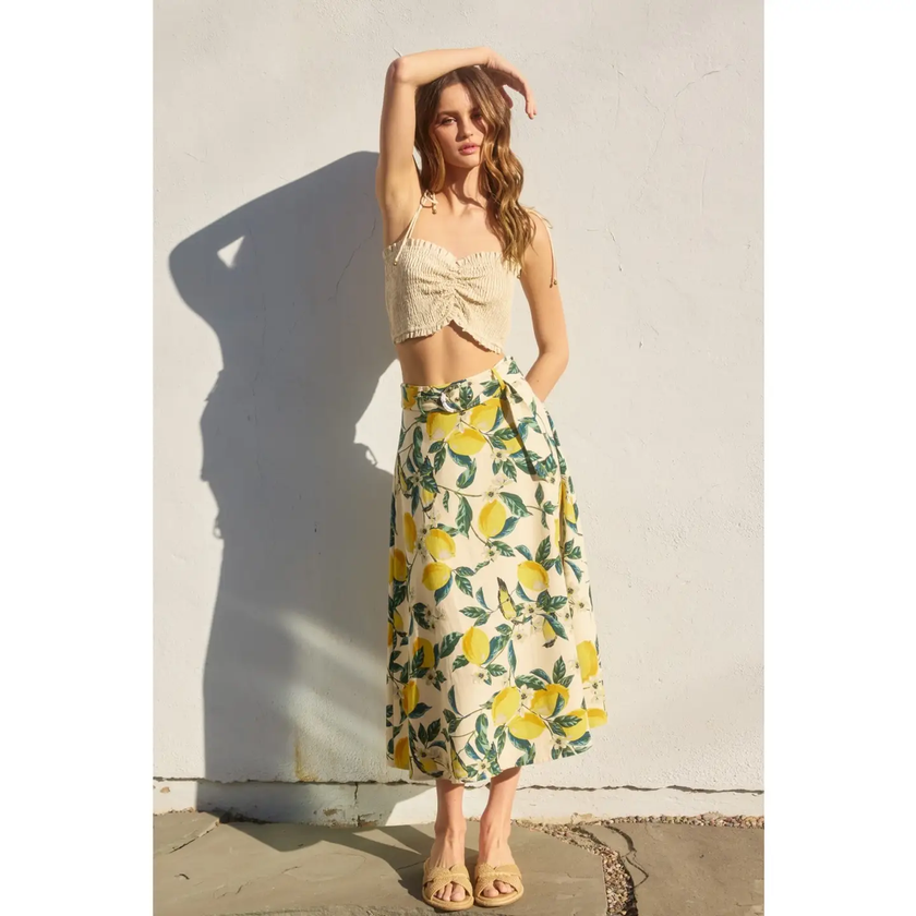Vintage Lemonade Buckled A Line Midi Skirt