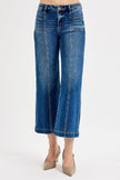 Mid Rise Crop Wide Leg W Patch Pocket Jean