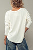 Textured Knit Henley cream back