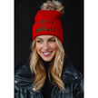 Red Merry & Bright Knit Pom Hat W Green