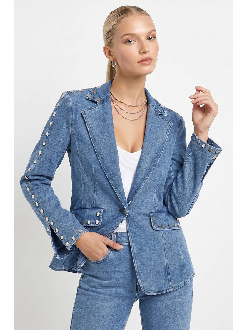 Dome Studded Denim Blazer