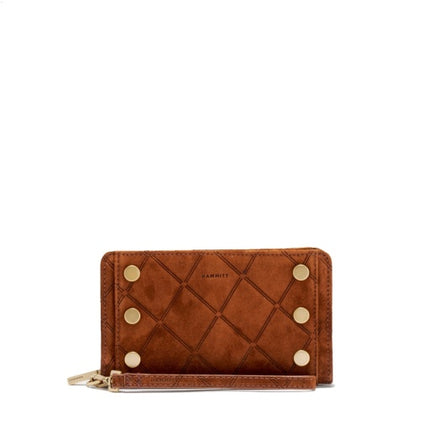 bryant wallet chocolate diamond suede/antique gold NA front