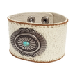 Vintage Distressed Cream Leather Cuff with Concho