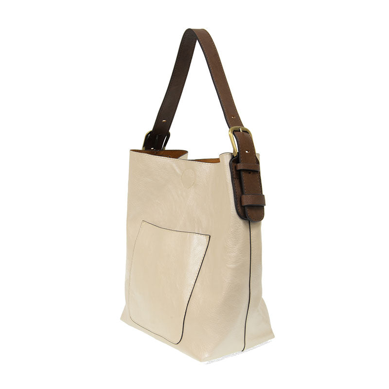 Joy Hobo Handbag - Metallic Pearl & Coffee Handle