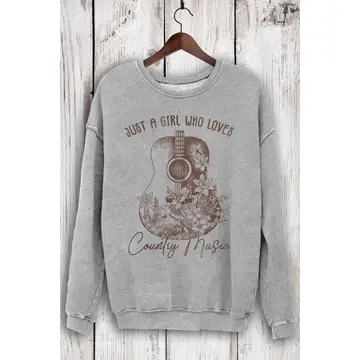 Just A Girl Who Loves Country Music Mineral Sweatshirt