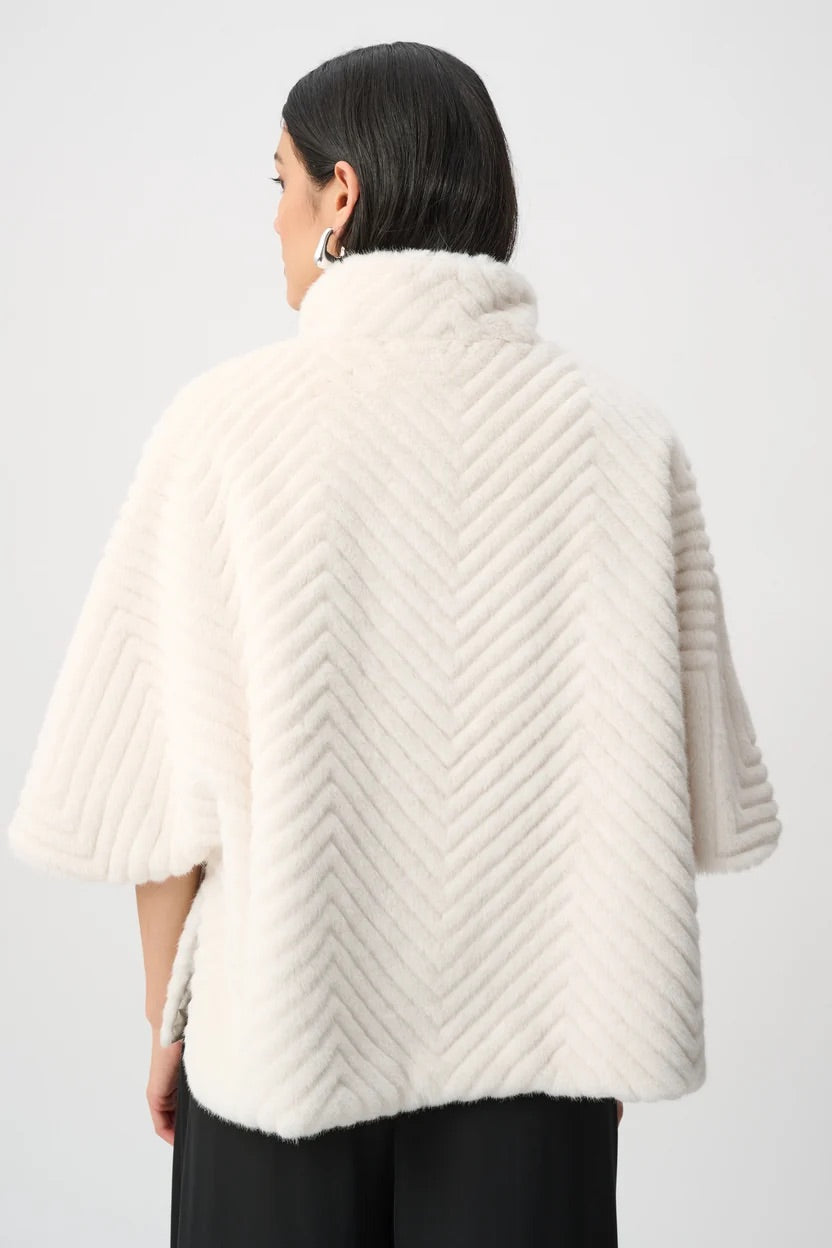 Felicity Faux Fur Cape Jacket, cream-back