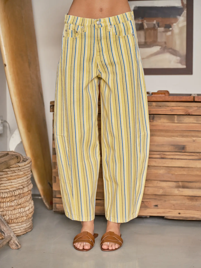 Karen Striped Barrel Pant Yellow